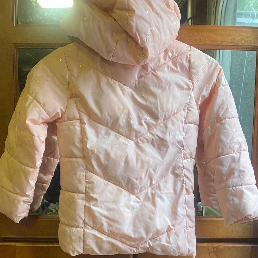 Swiss Tech Light Pink Kids XS Lined Puffer Jacket with Stars